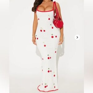 White and Red Cherry Dress